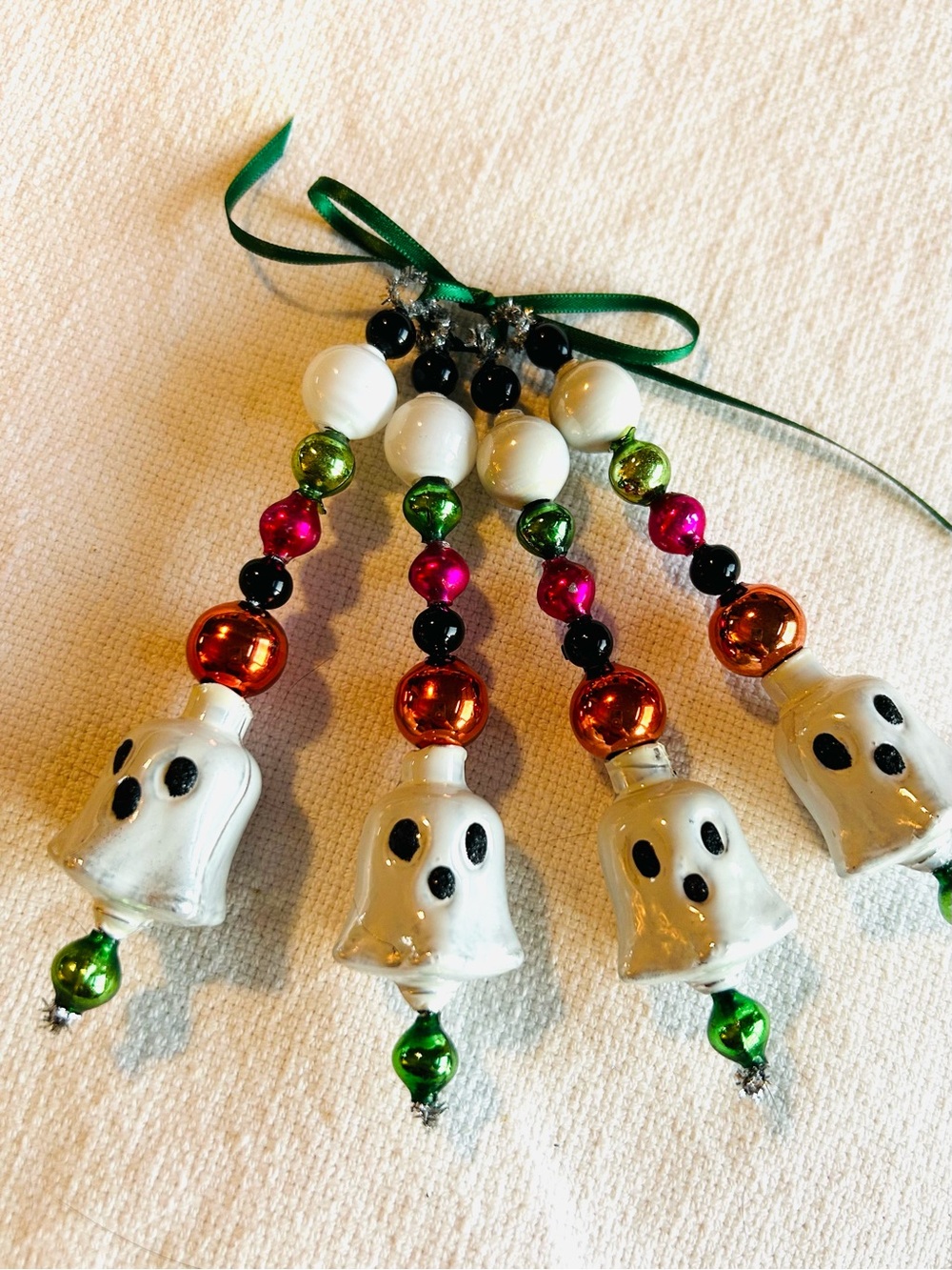 🍁mini Vintage Repurposed Fall Halloween ornaments, mercury Glass bead icicle